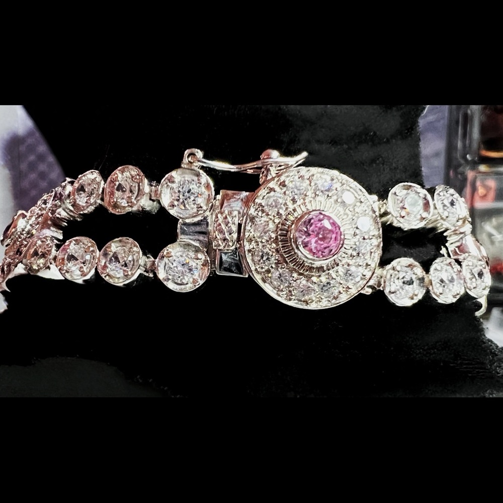 Pink Sapphire & Tourmaline Necklace and Bracelet/Bridal Accessories Jewelry - Picture 5 of 9